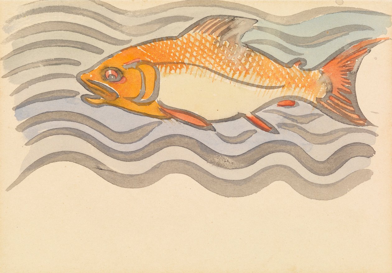 鱼（纸本水彩） 作者 约瑟夫·克劳霍尔