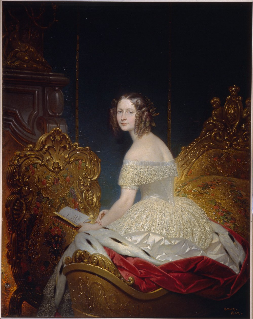 Marie Charlotte Frederique de Wurtemberg 公主（1807-1873 年），Grande duchesse Helene de Russie（Friederike Charlote Marie Of Wurttemberg 公主，俄罗斯大公夫人 Elena Pavlovna）。约瑟夫-德斯-考特（1797-1865 年）的绘画，纸上水彩 作者 约瑟夫·欲望法院