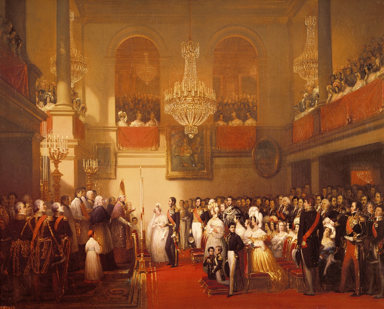 Leopold I（1790-1865）在1832年4月9日在Compiegne到奥尔良路易斯公主（1812-50）的婚礼 作者 约瑟夫·欲望法院