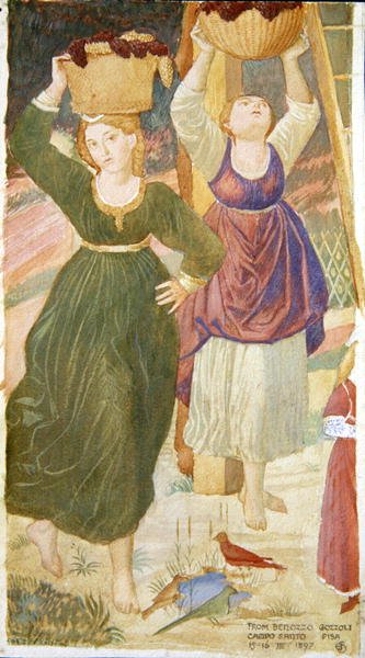 诺亚的醉酒》的细节，根据Benozzo Gozzoli绘制 作者 约瑟夫·爱德华·索撒尔