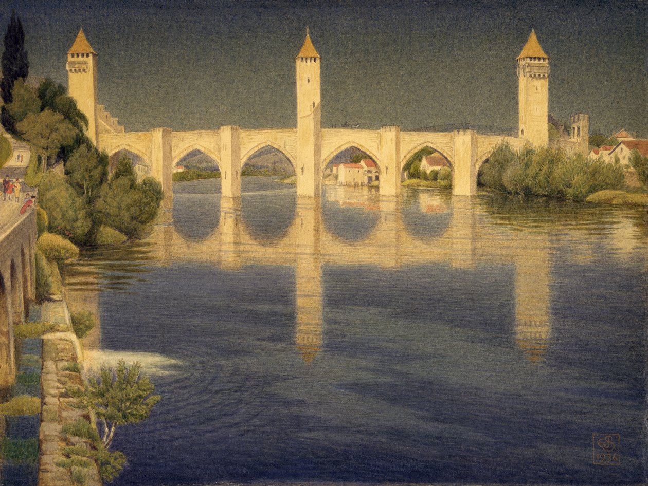 Pont Valentre，卡奥尔，南侧 作者 约瑟夫·爱德华·索撒尔