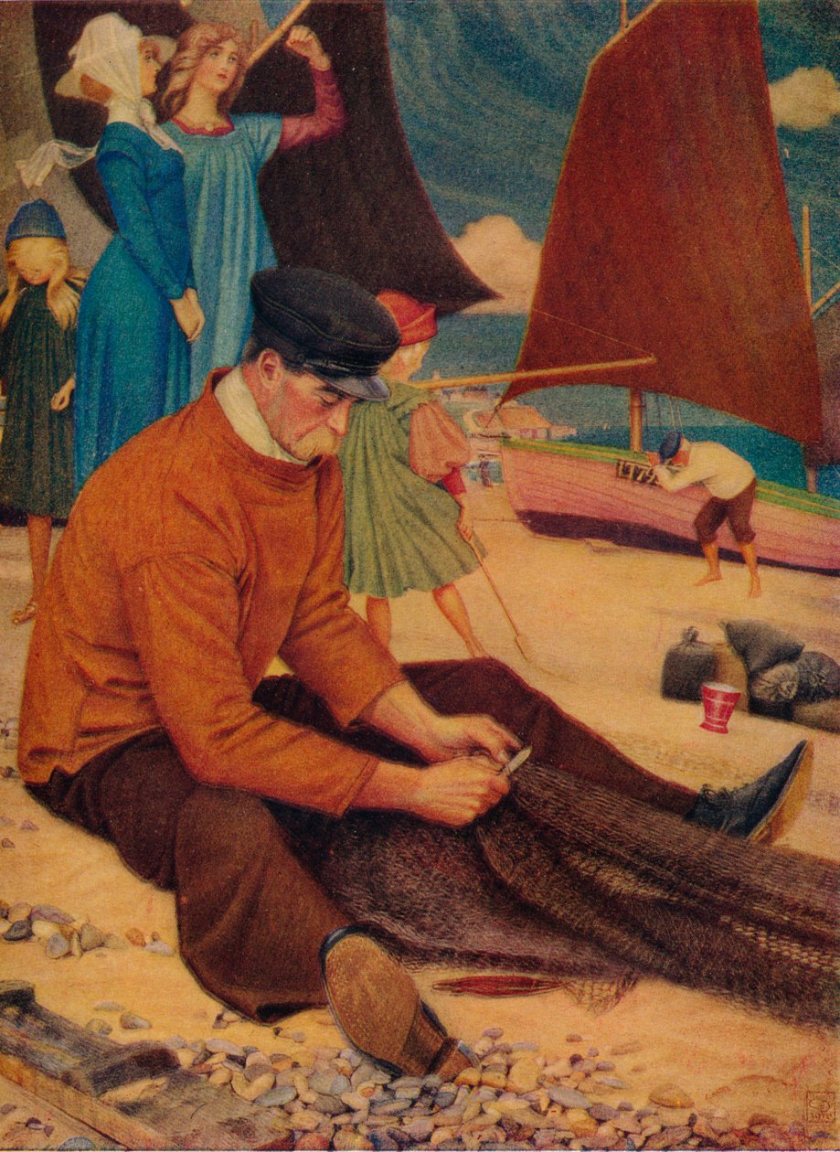 海滩，1910年 作者 约瑟夫·爱德华·索撒尔