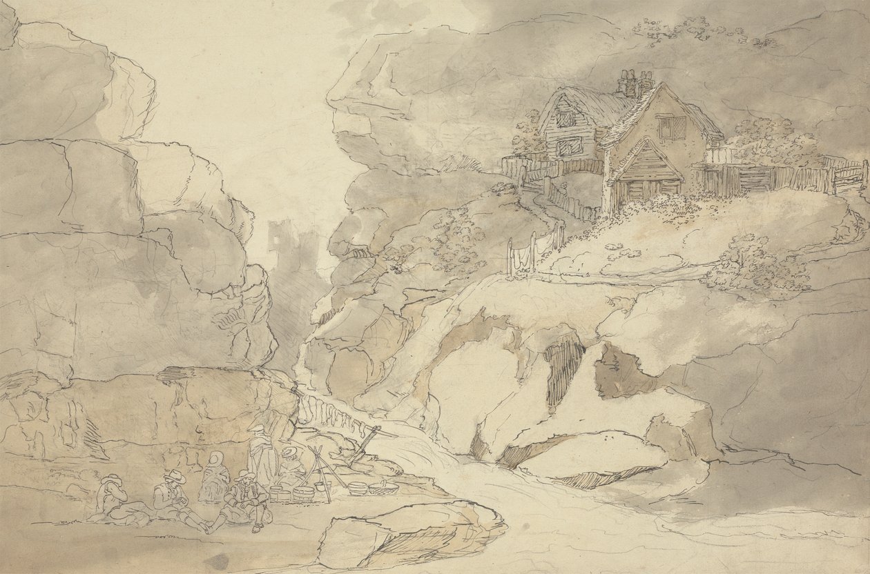 河边的乡村和小屋 作者 约瑟夫·法灵顿