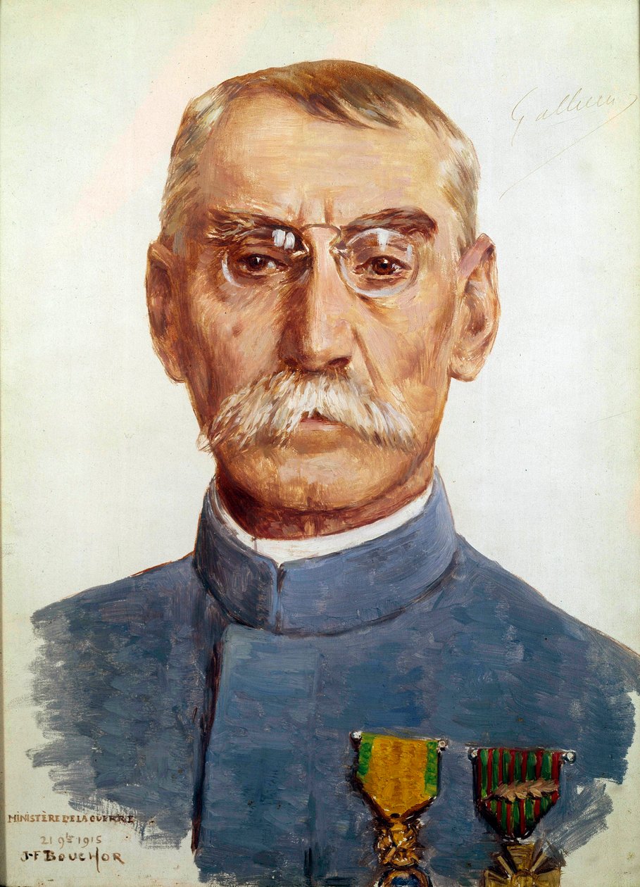 第一次世界大战（1914-1918）：“约瑟夫·西蒙·加利尼元帅的肖像（1849-1916）”约瑟夫·费利克斯·布歇尔（1853-1937）1915年画作 0,33 x 0,24 m 作者 约瑟夫·费利克斯·布库