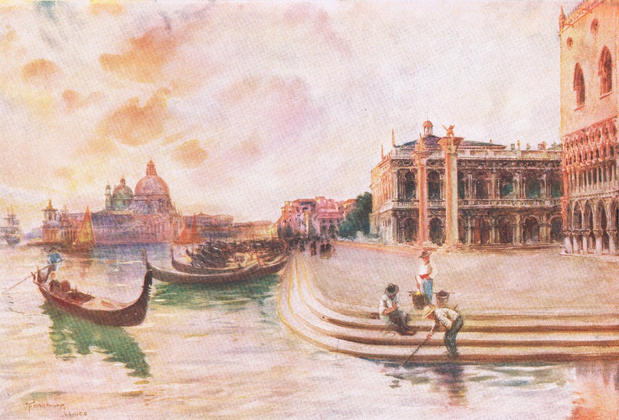 The Molo，Venice，来自Hutchinsons Picturesque Europe，由Hutchinson＆Son出版，c.1930 作者 约瑟夫·芬内摩尔