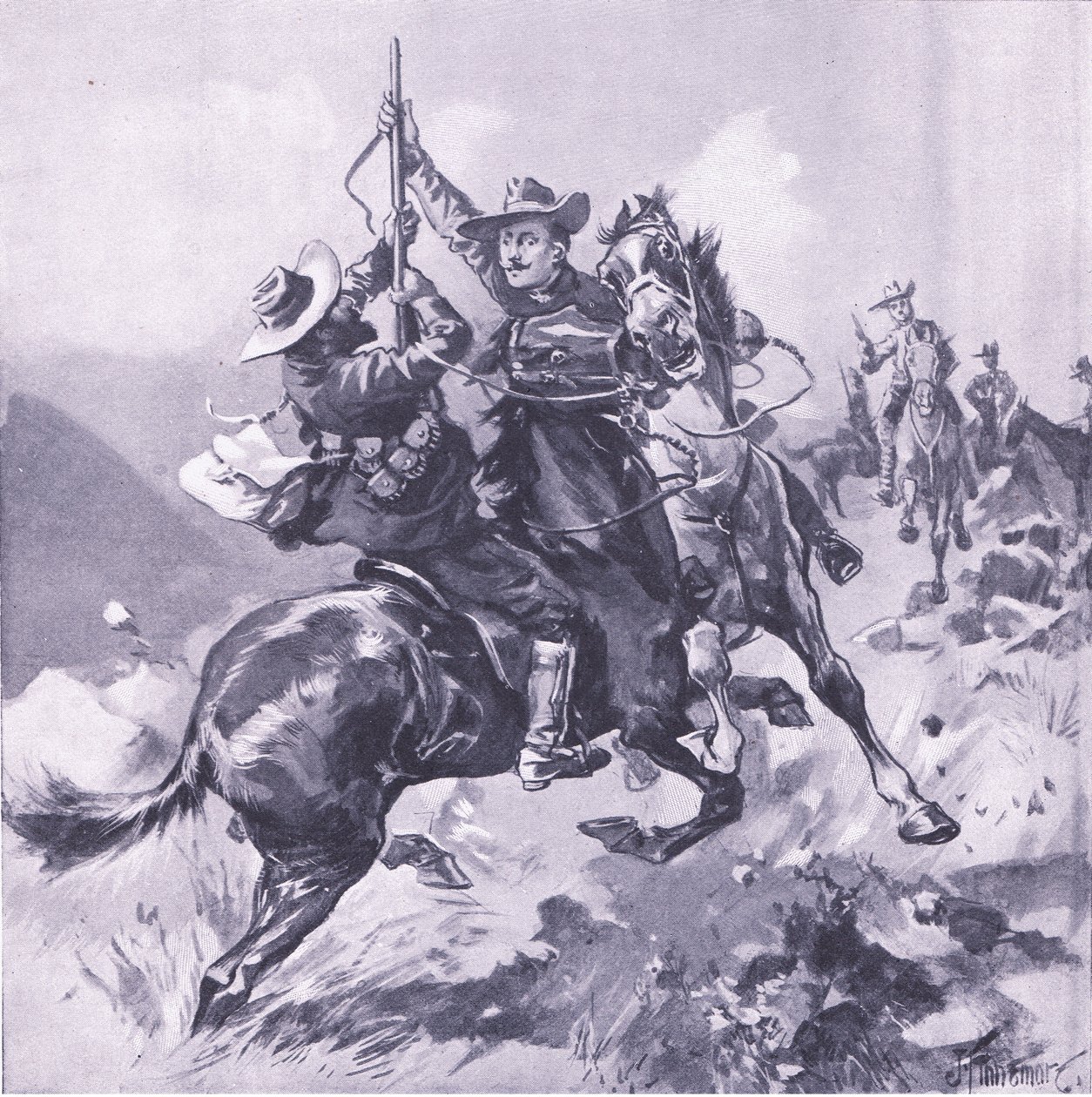 Field-Cornet Swanepool的捕获，比勒陀利亚之后的插图：游击队战争，1902年 作者 约瑟夫·芬内摩尔
