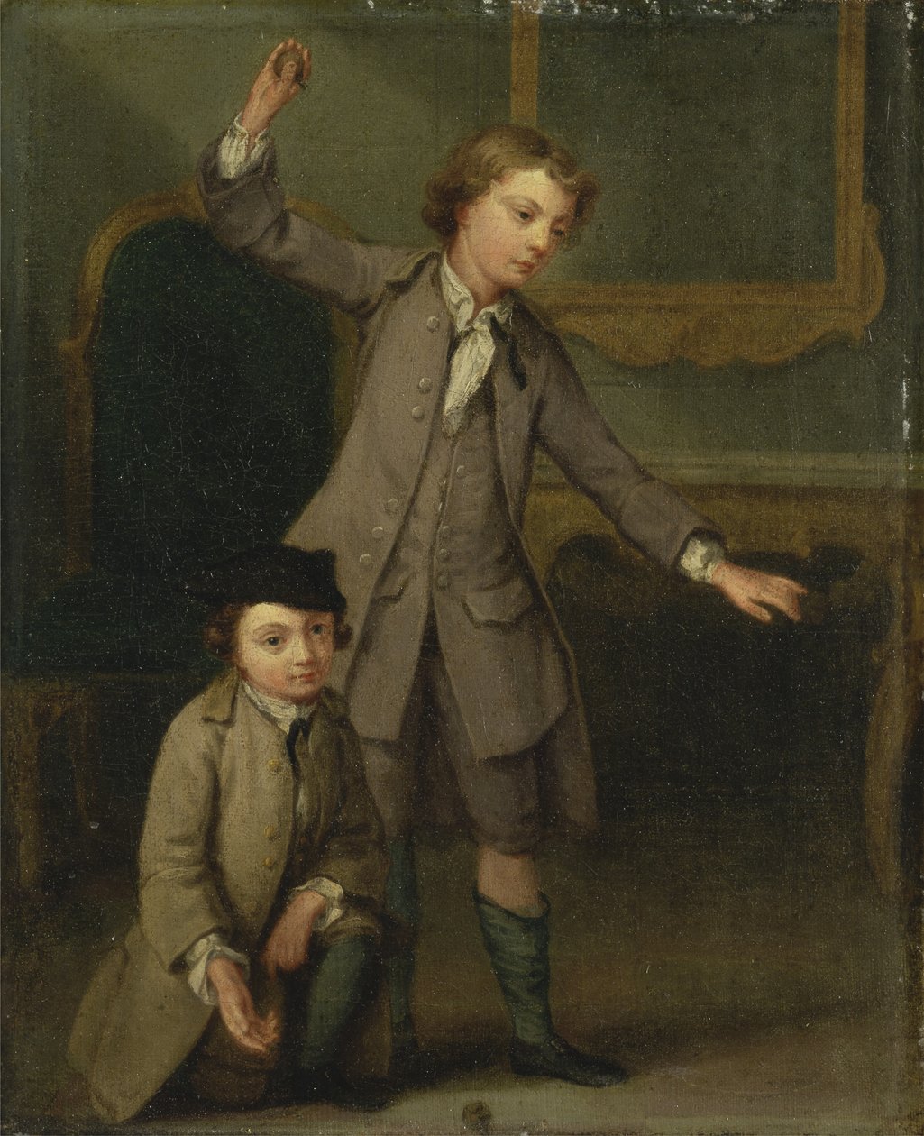 Nollekens家族的两个男孩，可能是约瑟夫（Joseph）和约翰·约瑟夫（John Joseph），在山顶上玩耍 作者 约瑟夫·弗朗西斯·诺列肯斯