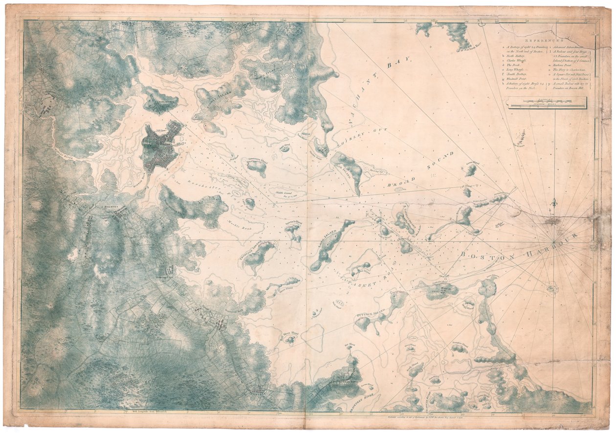 波士顿港海图观测的航海评论图 作者 Joseph Frederick钱包DesBarres