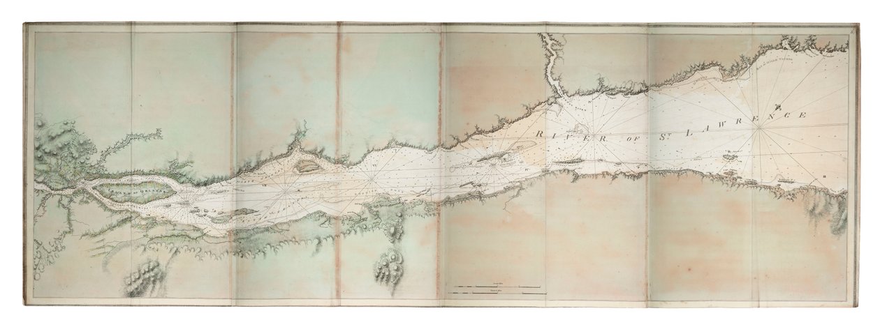 圣劳伦斯河图，北美大西洋沿岸，约 1781 年（彩色雕刻） 作者 Joseph Frederick钱包DesBarres