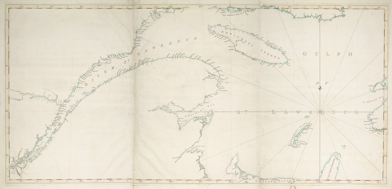 圣劳伦斯湾和圣劳伦斯河地图，约 1778 年（印刷品） 作者 Joseph Frederick钱包DesBarres