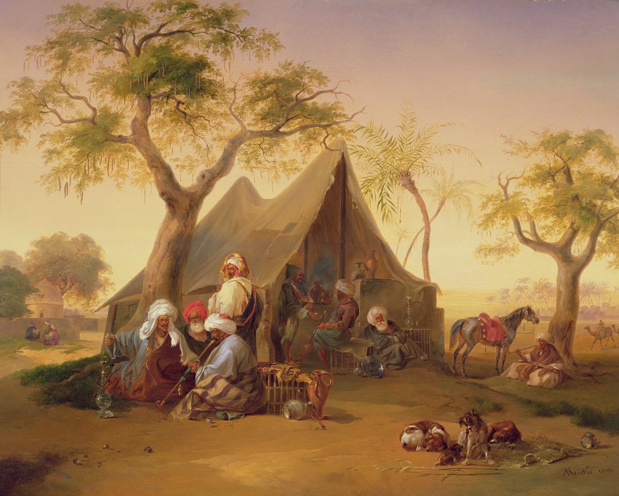 1842年，Sheiks在帐篷前喝着咖啡 作者 约瑟夫·海克