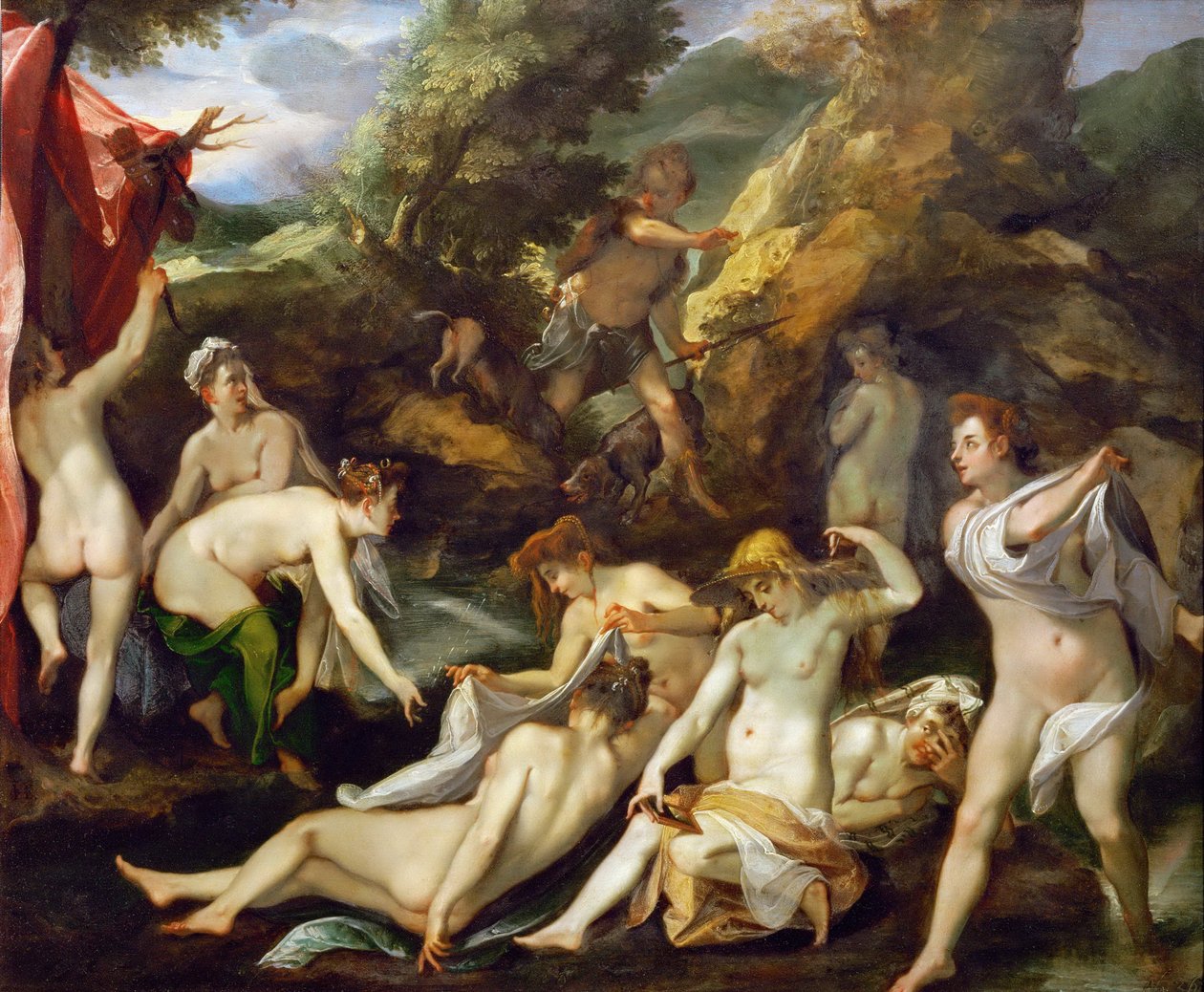 巴洛克风格:Diane et Acteon - Diana and Actaeon par Heintz, Joseph, the Elder (1564-1609), ca 1595.铜上油彩，40x49。艺术史博物馆，维埃纳 作者 约瑟夫·海因茨