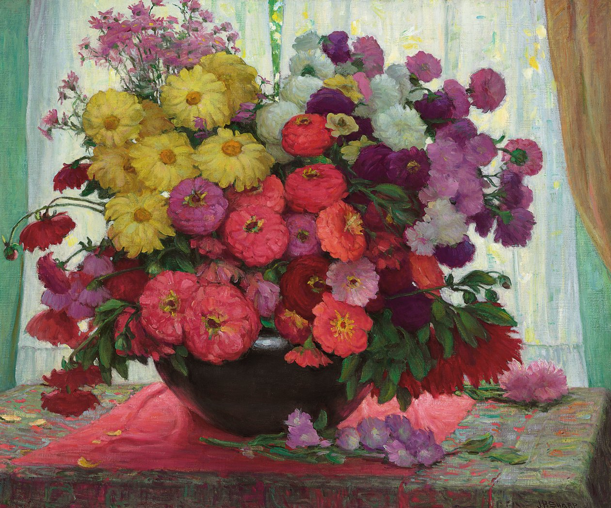 花碗（布面油画） 作者 约瑟夫·亨利·夏普