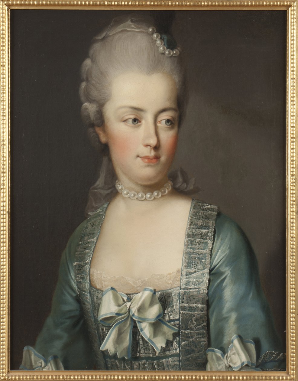 Portrait of Archduchess Marie Antoinette of Austria (1755-1793), Queen of the French, by Hickel, Josef (1736 -1807). Oil on canvas. Dimension : 65x50 cm. Nationalmuseum Stockholm 作者 约瑟夫·希克尔