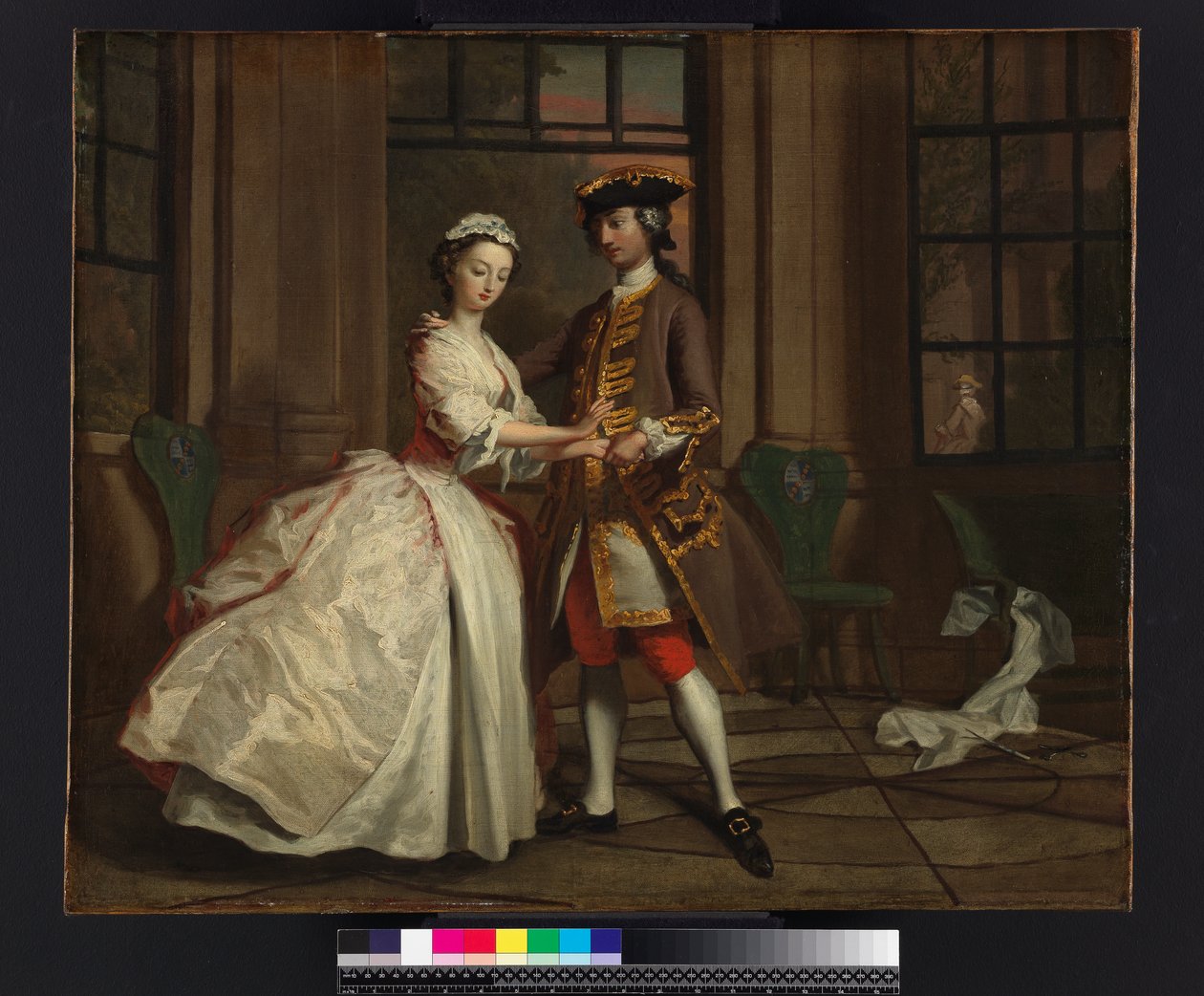 帕梅拉和夏先生的B.先生，来自“帕梅拉：或美德奖励”，由Samuel Richardson（1689-1761）出版，1740年，第1744页 作者 约瑟夫·海摩尔