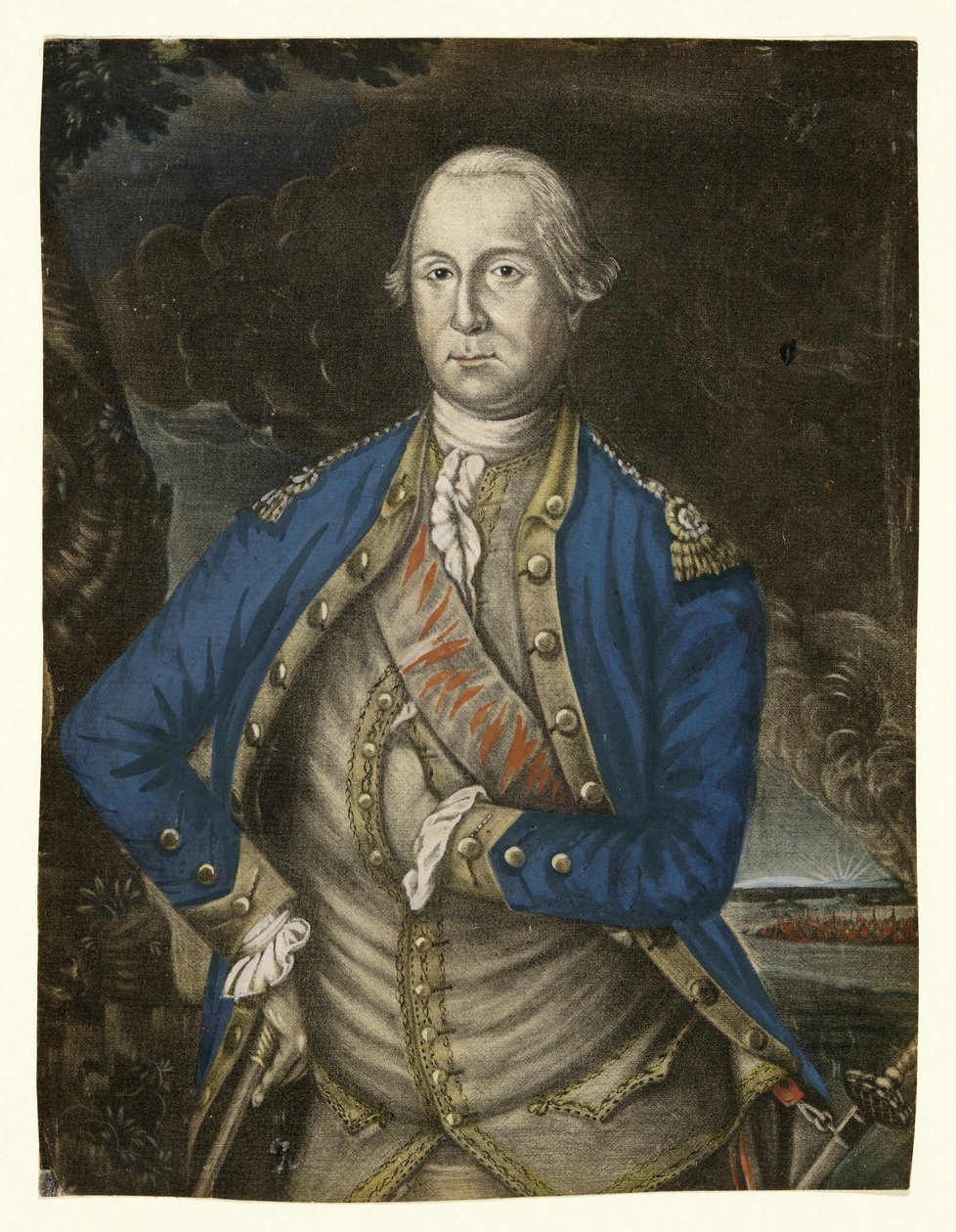 酒吧乔治华盛顿时尚先生阁下。 1776年（手工彩色雕刻） 作者 约瑟夫·希勒
