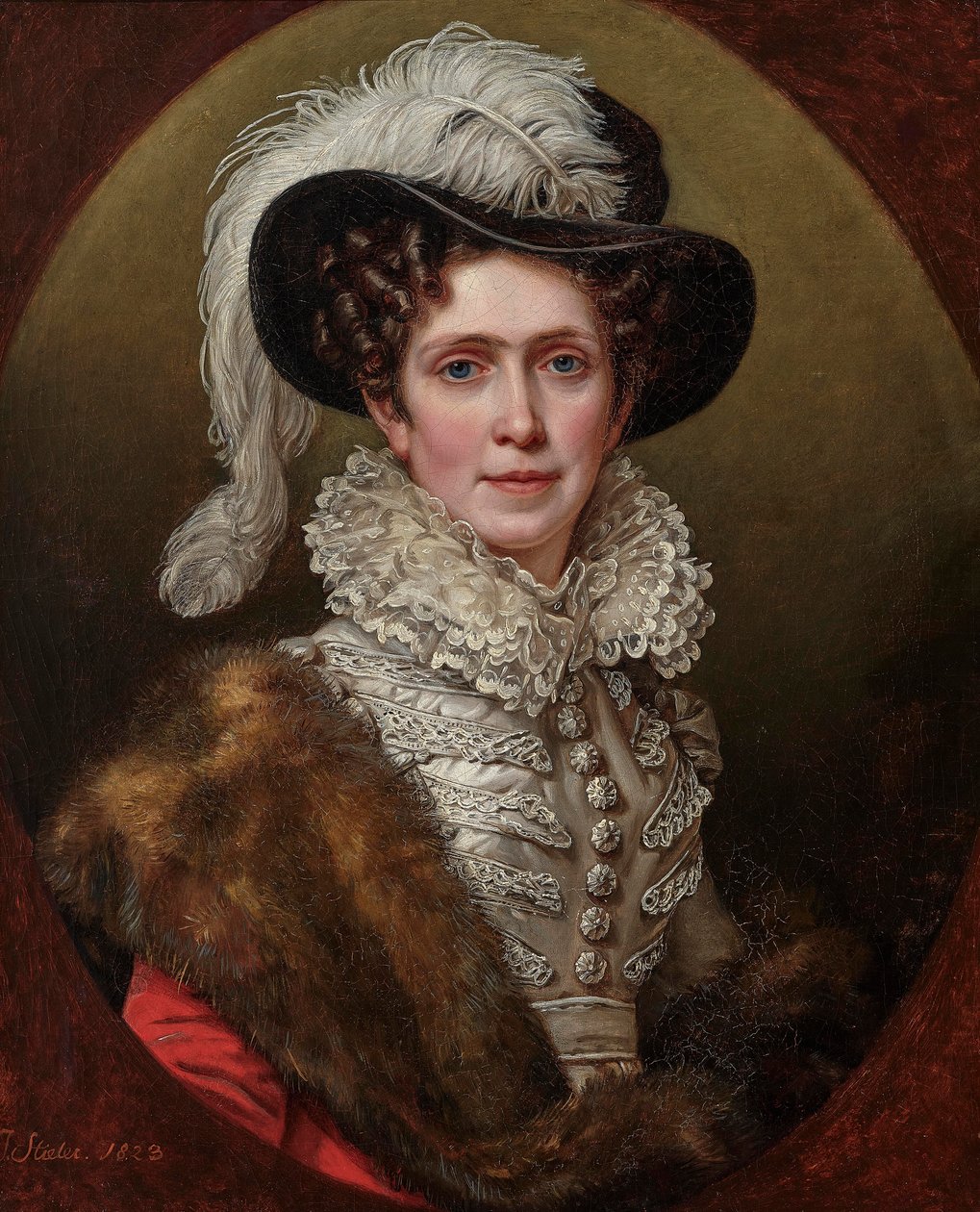 巴登的卡罗琳1776-1841年，巴伐利亚女王，1823年。 作者 约瑟夫·卡尔·斯蒂勒