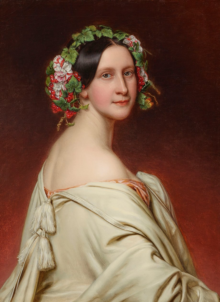 女演员夏洛特-冯-哈恩的肖像，1809-1891年，1850年。 作者 约瑟夫·卡尔·斯蒂勒