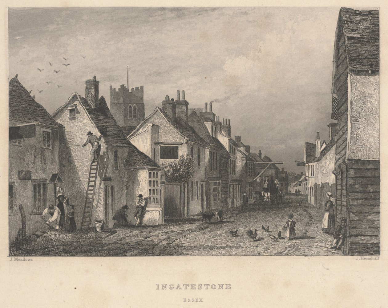 埃塞克斯（Essex）的玛瑙（Ingatestone），约翰·亨利·汉斯（John Henry Henshall）印刷 作者 约瑟夫·肯尼（后）梅多斯