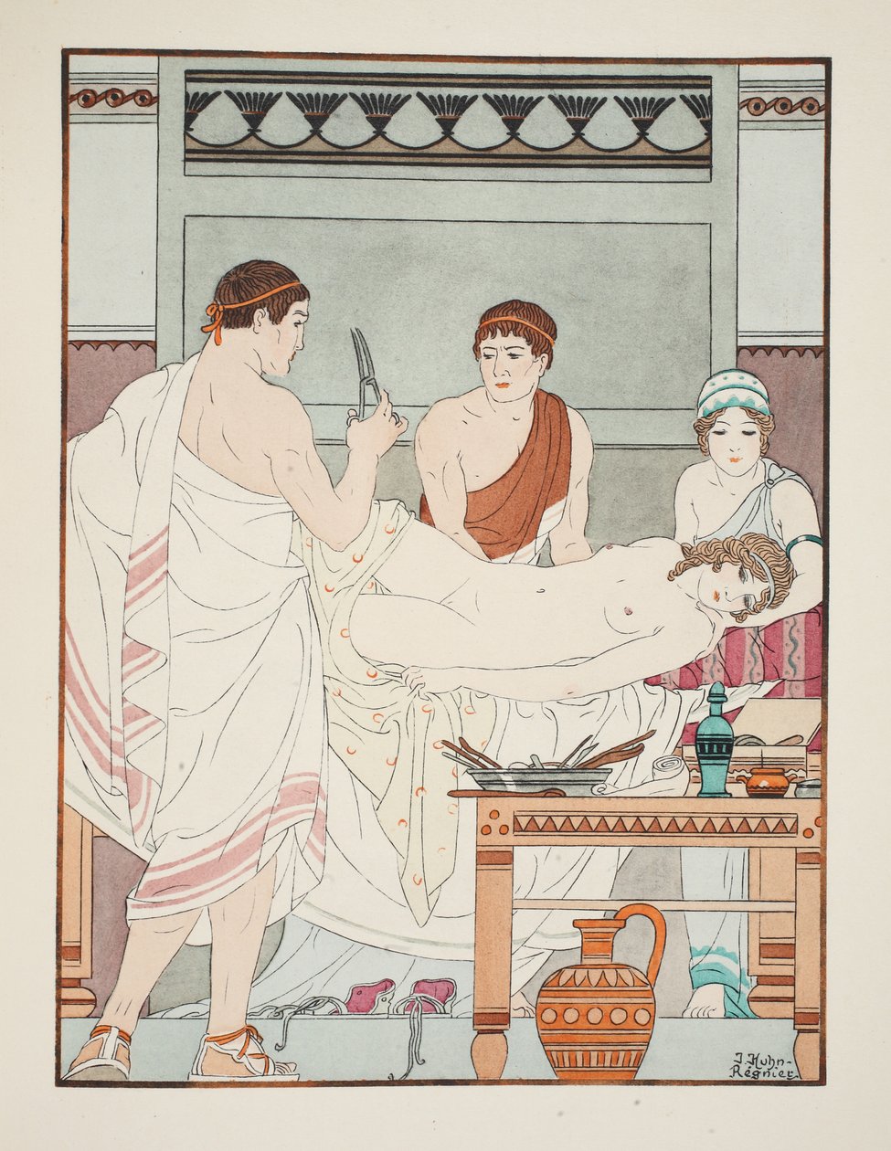 妇科检查，插图来自&39;希波克拉底的作品&39;，1934年 作者 约瑟夫·库恩·雷尼尔