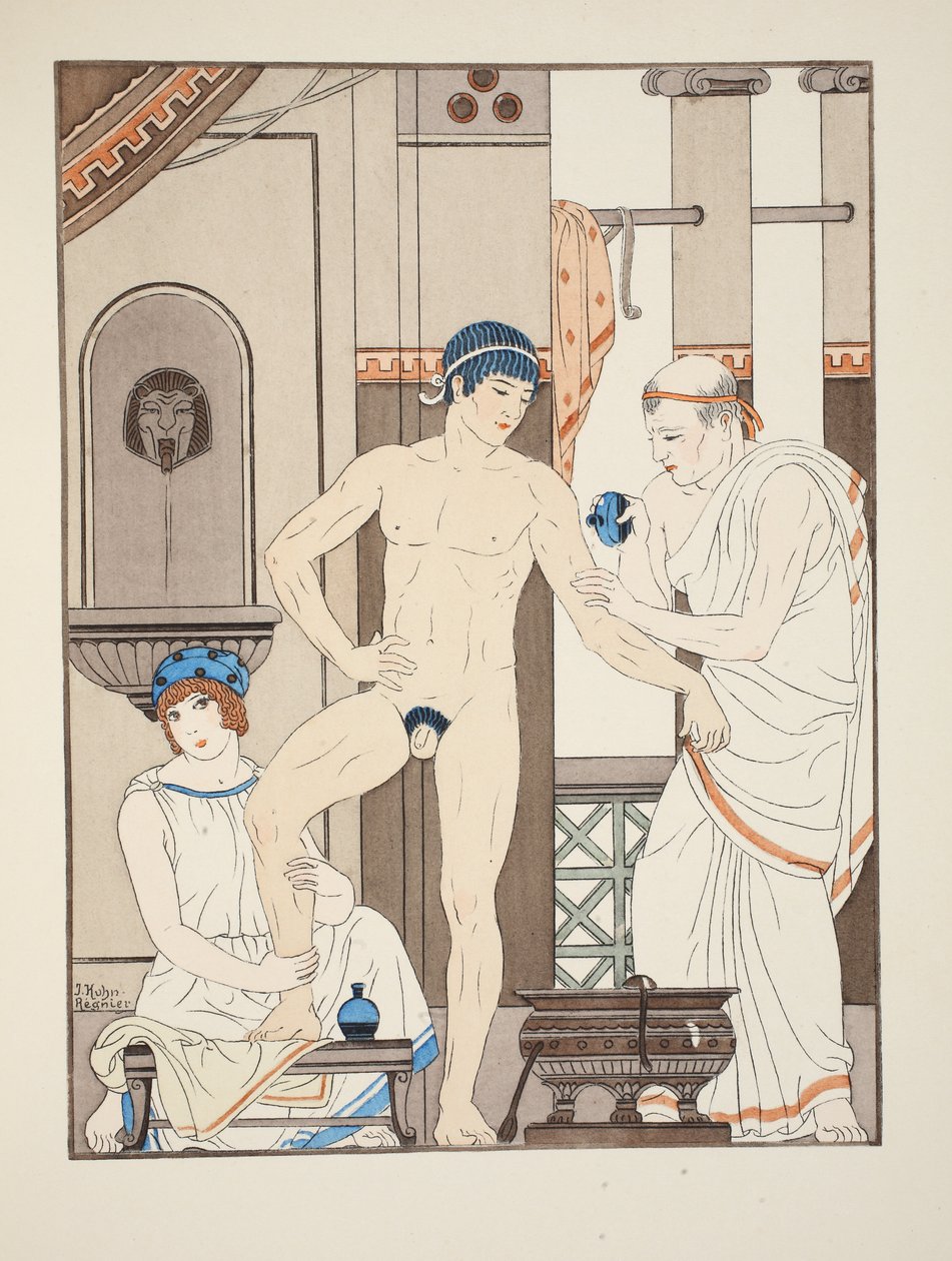 按摩，来自&39;希波克拉底的作品&39;的插图，1934年 作者 约瑟夫·库恩·雷尼尔