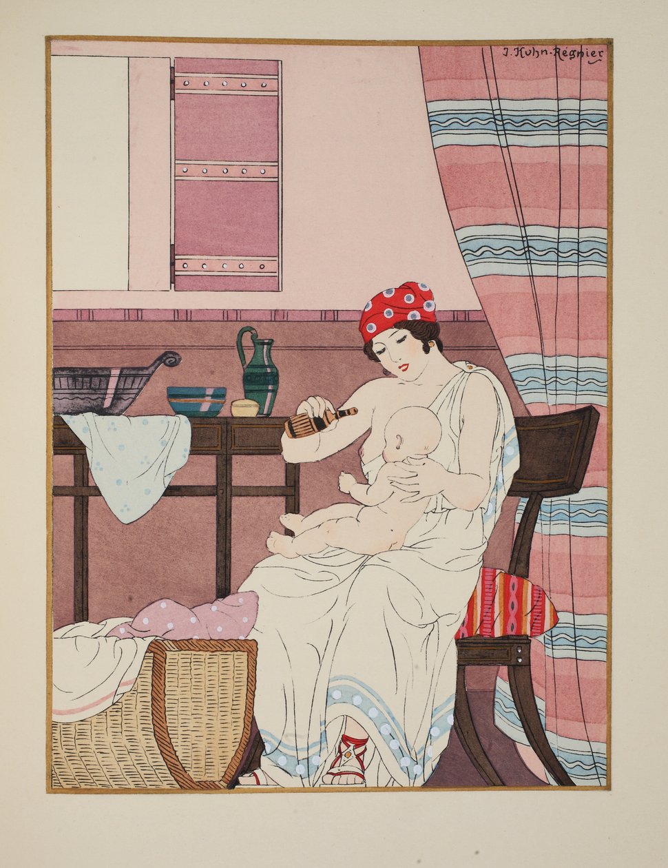 婴儿的护理，来自“希波克拉底的作品”的插图，1934年 作者 约瑟夫·库恩·雷尼尔