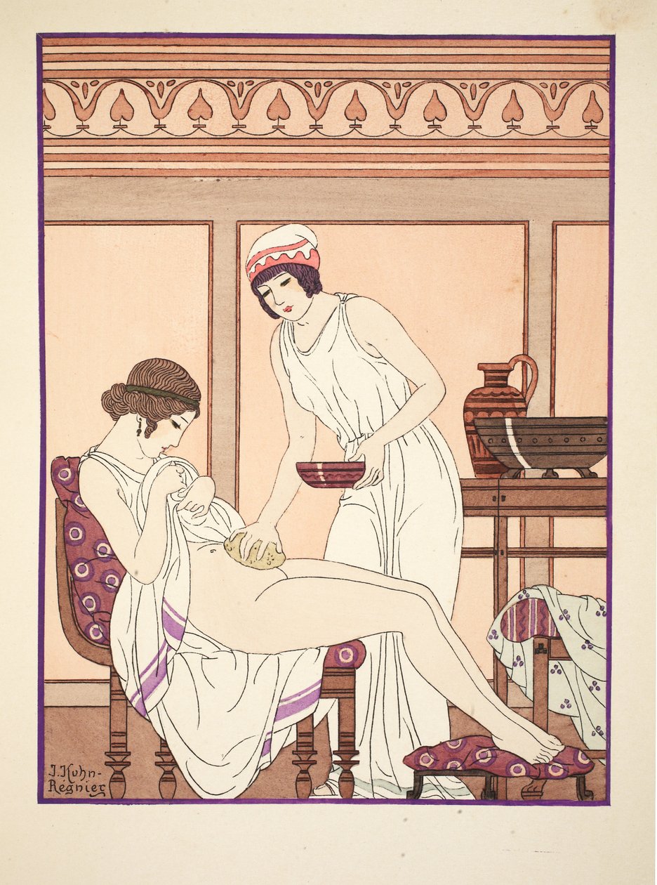 海绵浴，插图来自&39;希波克拉底的作品&39;，1934年 作者 约瑟夫·库恩·雷尼尔