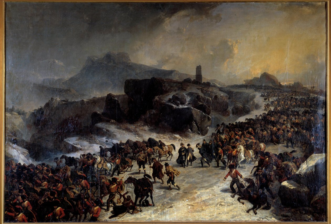 1808 年 12 月，拿破仑一世穿越西班牙的瓜达拉马山脉 (Guadarrama) 约瑟夫·路易斯·希波利特·贝朗热 (1800-1866) 绘画 19 世纪巴黎，阿尔梅博物馆 作者 约瑟夫·路易斯·希波吕特·贝兰奇