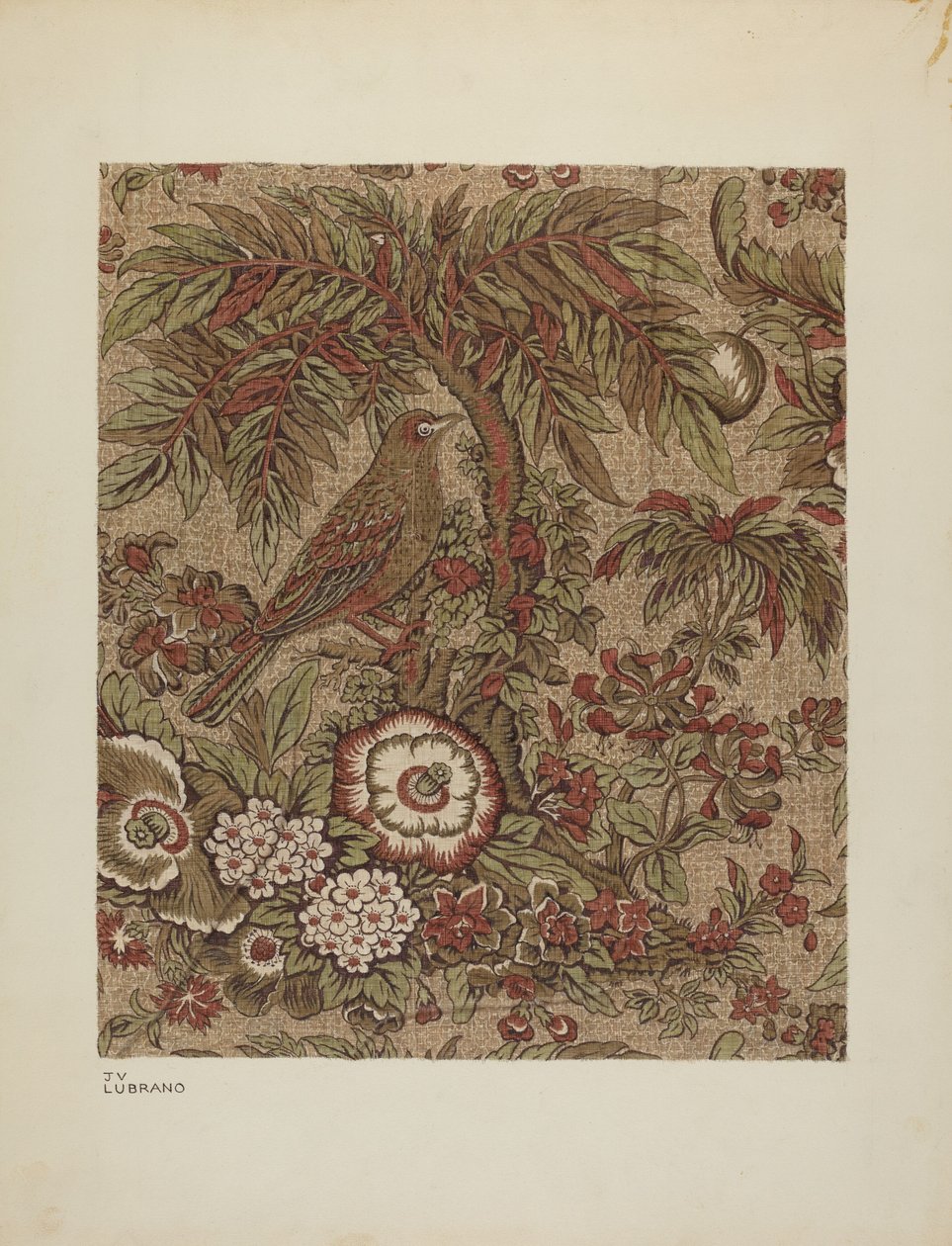 印花棉质棉布，约1940年。 作者 约瑟夫·卢布拉诺