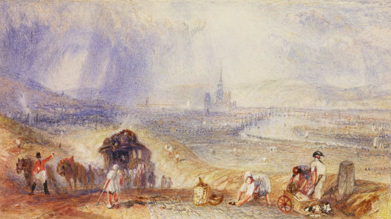 《远景》，鲁昂，c.1834（纸上水彩） 作者 约瑟夫·马洛德·威廉·特纳