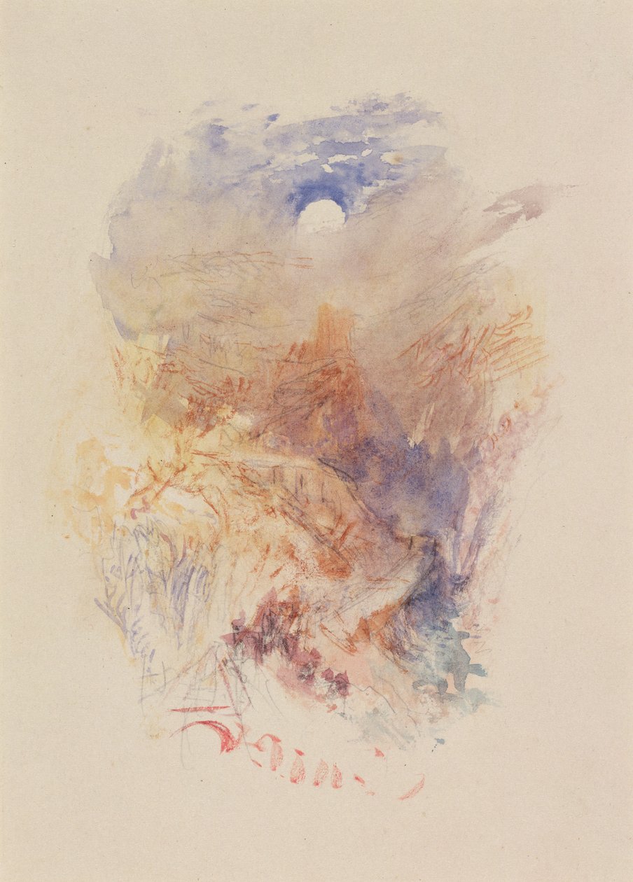 月光下的山口，c.1845（纸上水彩） 作者 约瑟夫·马洛德·威廉·特纳