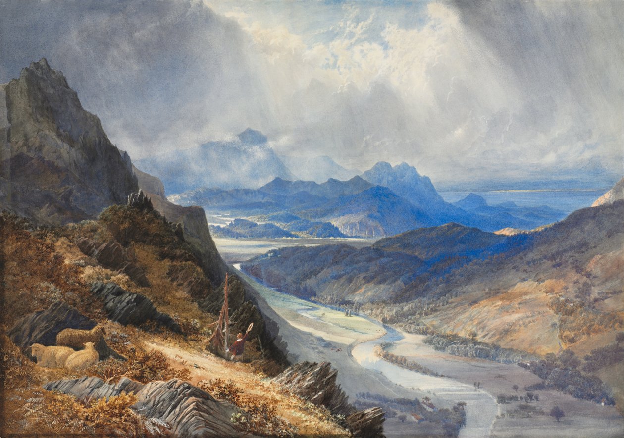 Moel Cynwich的观点：俯瞰Afon Mawddach和Toward Cader Idris的山谷，c。 1850年。 作者 约瑟夫·马洛德·威廉·特纳