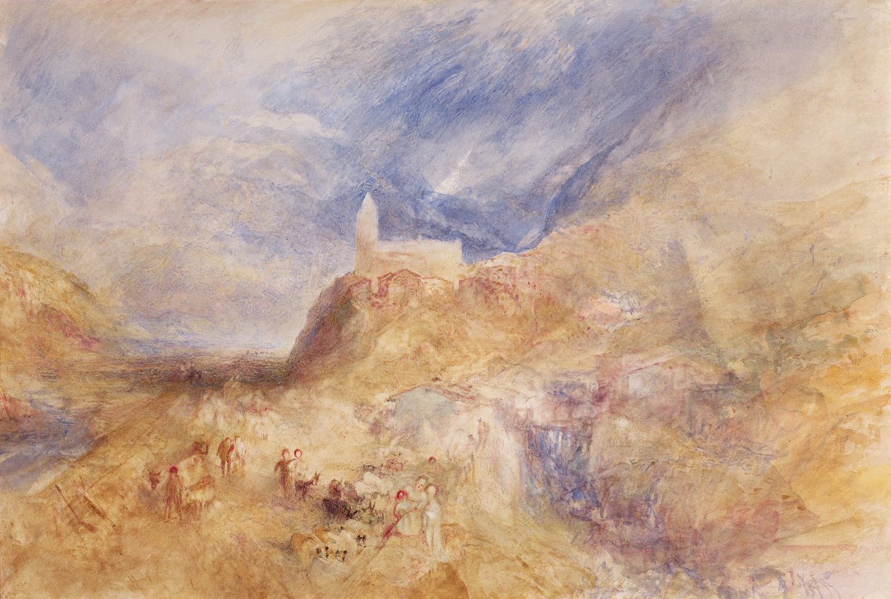 阿尔卑斯山的一个村庄，锡永，c.1846（纸上水彩画） 作者 约瑟夫·马洛德·威廉·特纳