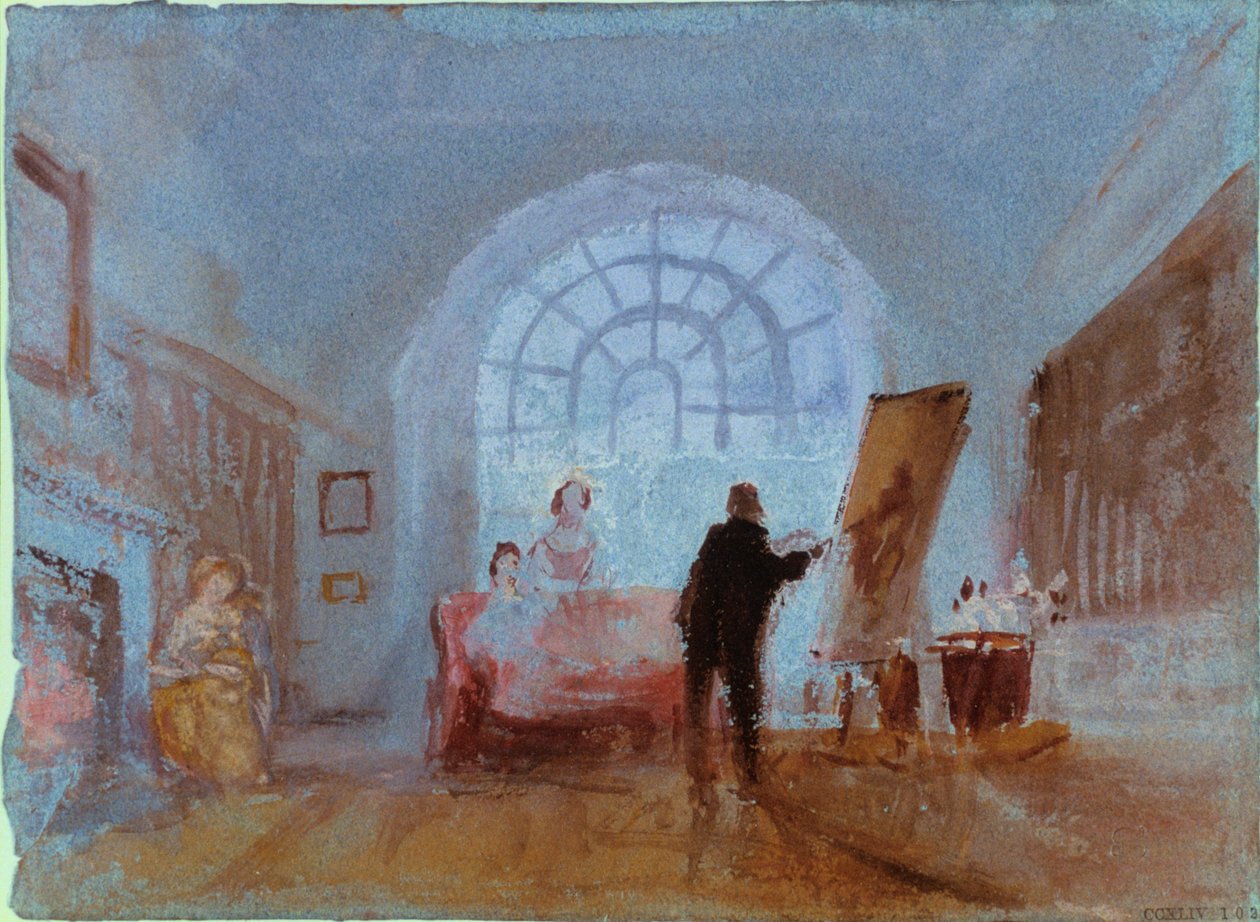 艺术家在画架上工作，1828年 作者 约瑟夫·马洛德·威廉·特纳