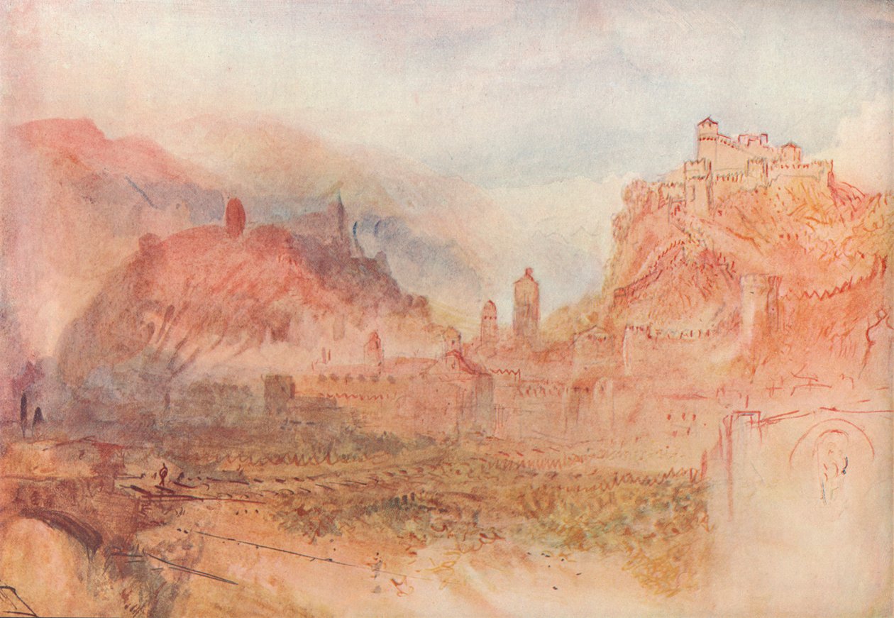 贝林佐纳（Bellinzona）：来自南方，1909年 作者 约瑟夫·马洛德·威廉·特纳