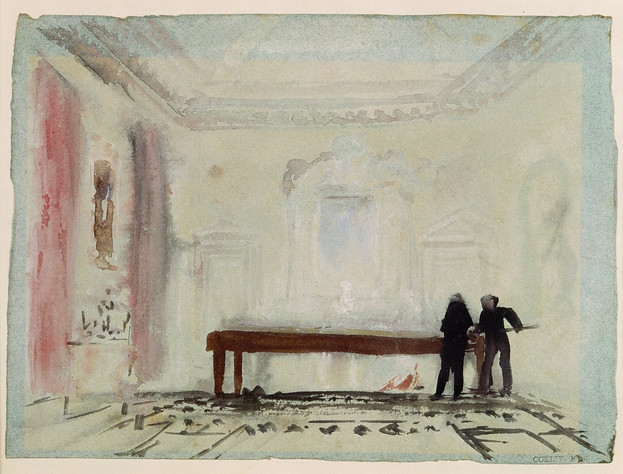Petworth House的台球运动员，1830年（水粉画） 作者 约瑟夫·马洛德·威廉·特纳