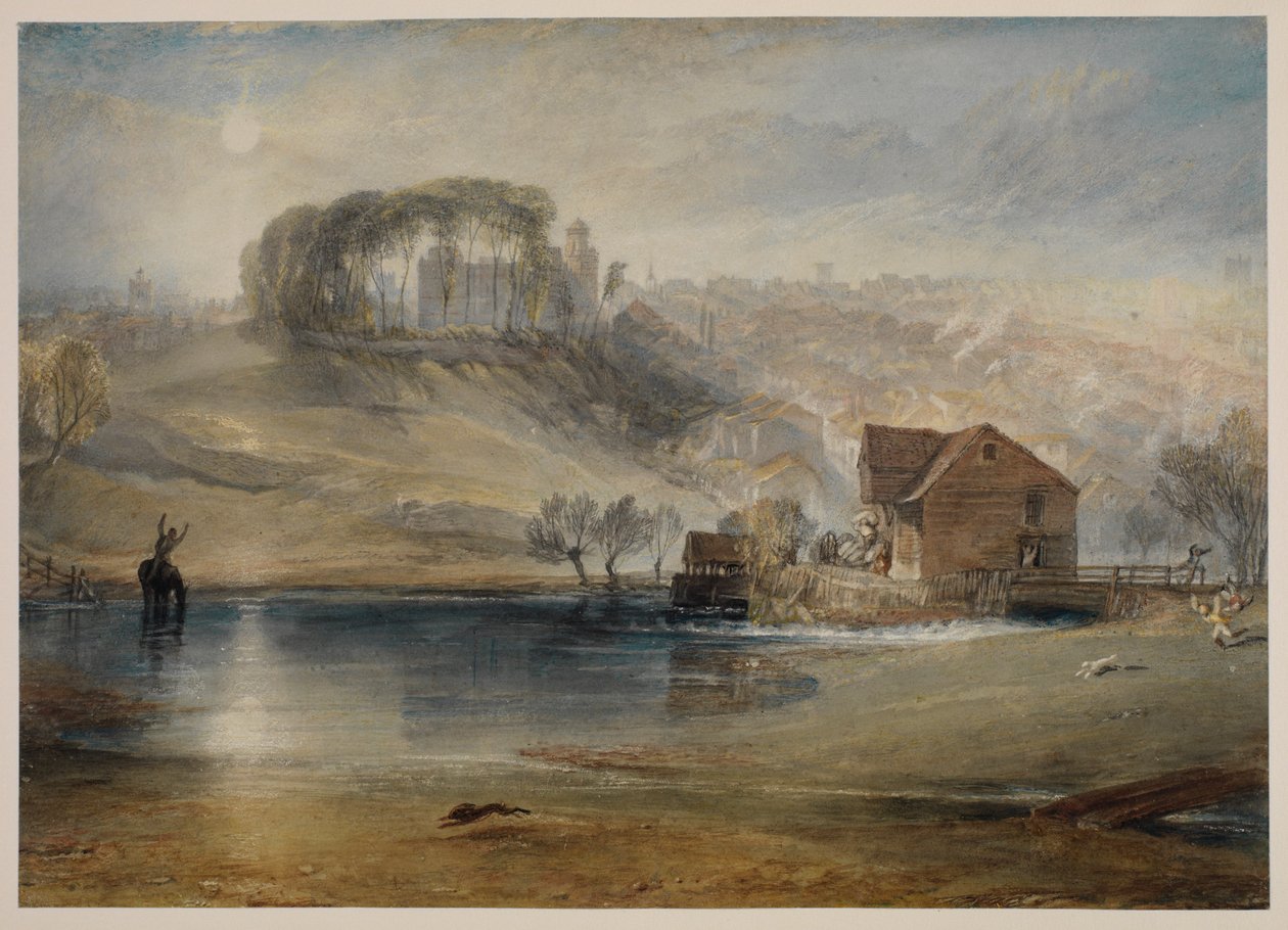 埃塞克斯（Essex）的科尔切斯特（Colchester），约1825年-26日（铅笔，水彩，人体彩笔和用刮纸在纸上刮擦，现在放在日本纸巾上） 作者 约瑟夫·马洛德·威廉·特纳