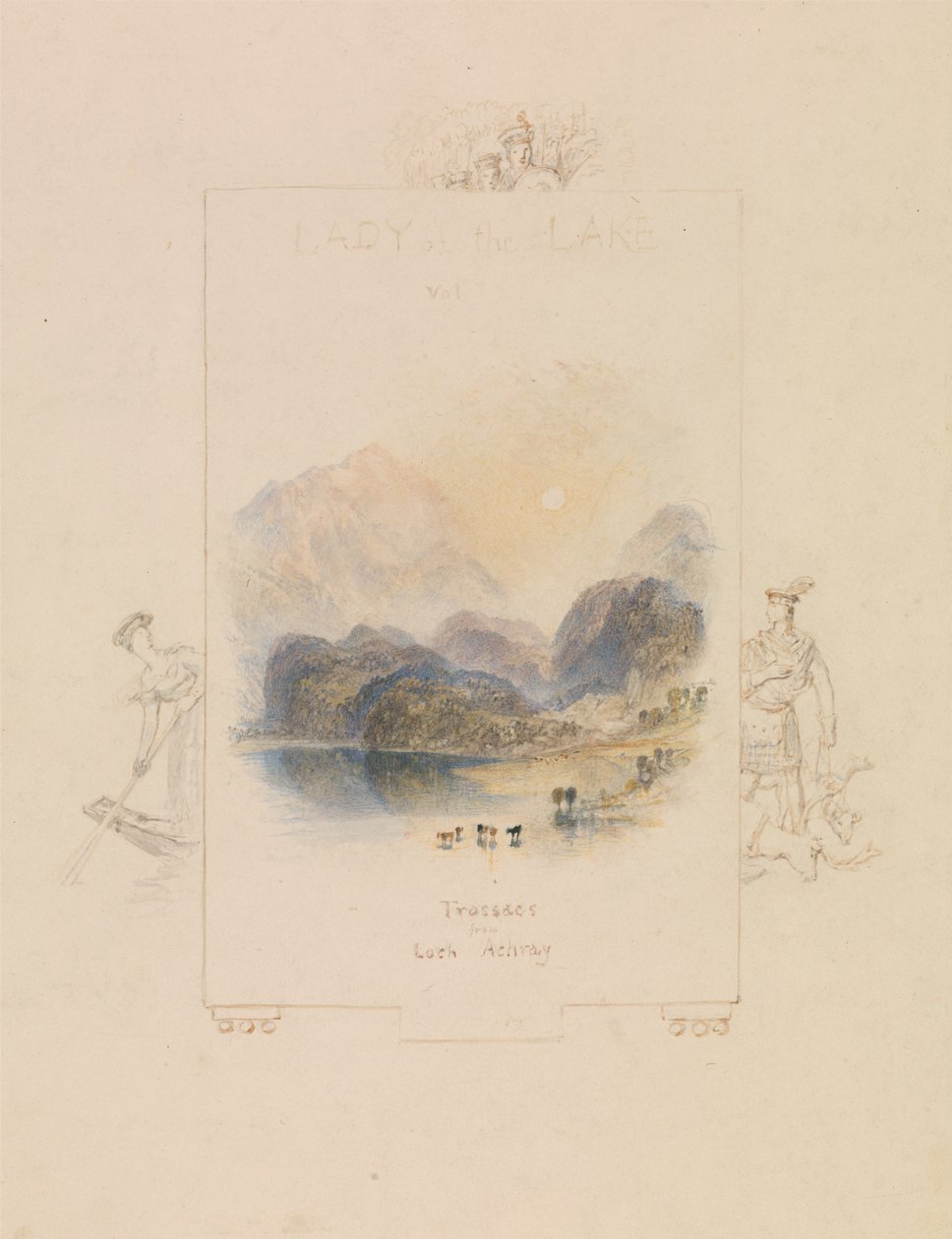 沃尔特·斯科特 (Walter Scott) 的《湖中女士》(Loch Achray) 的插图设计 作者 约瑟夫·马洛德·威廉·特纳