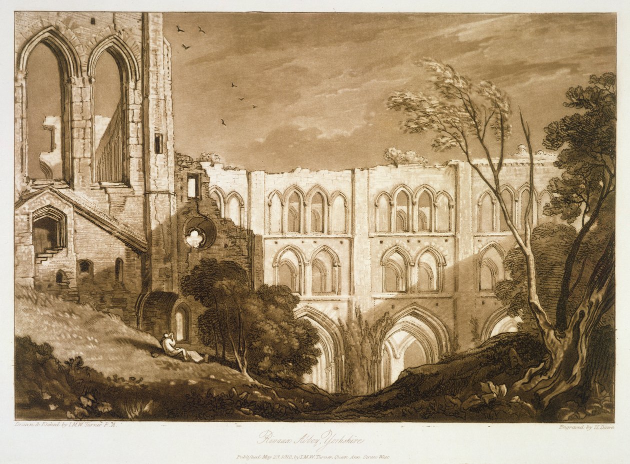 F.51.I Rivaulx Abbey，来自&39;Liber Studiorum&39;，由Henry Dawe雕刻，1812年 作者 约瑟夫·马洛德·威廉·特纳