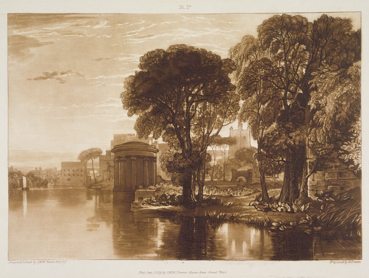F.63.I Isleworth，来自&39;Liber Studiorum&39;，由Henry Dawe雕刻，1819年 作者 约瑟夫·马洛德·威廉·特纳