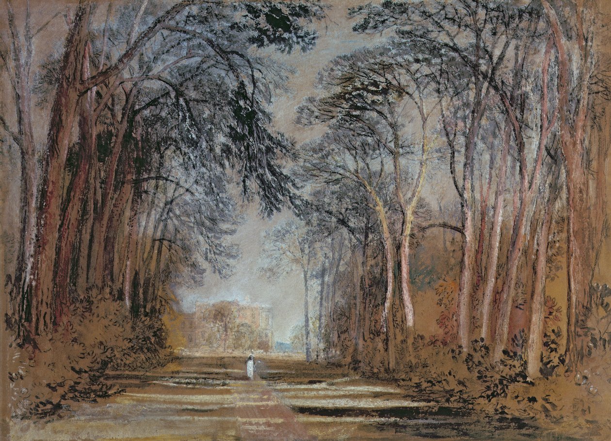 Farnley Avenue，Farnley Hall，Yorkshire（铅笔，粉笔，水彩，水粉和水） 作者 约瑟夫·马洛德·威廉·特纳