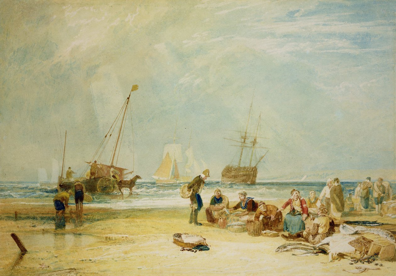 Fishs on the Sands，黑斯廷斯（wc） 作者 约瑟夫·马洛德·威廉·特纳