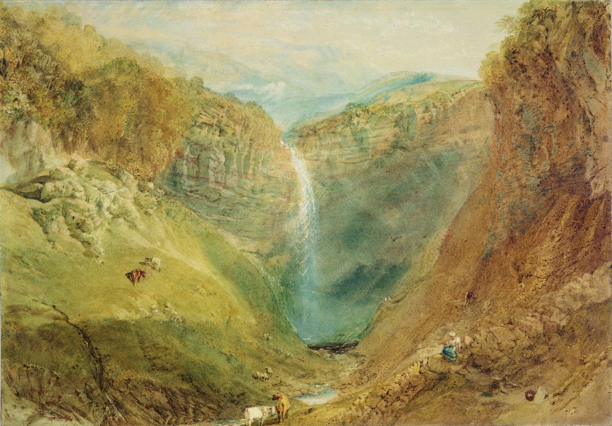 Hardraw Fall，Yorkshire，c.1820 作者 约瑟夫·马洛德·威廉·特纳