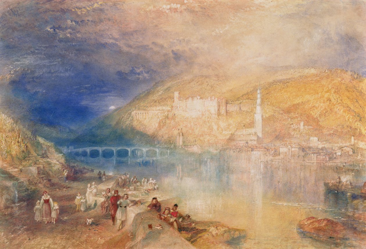 海德堡：日落，c.1840-42（纸上水彩和体彩） 作者 约瑟夫·马洛德·威廉·特纳