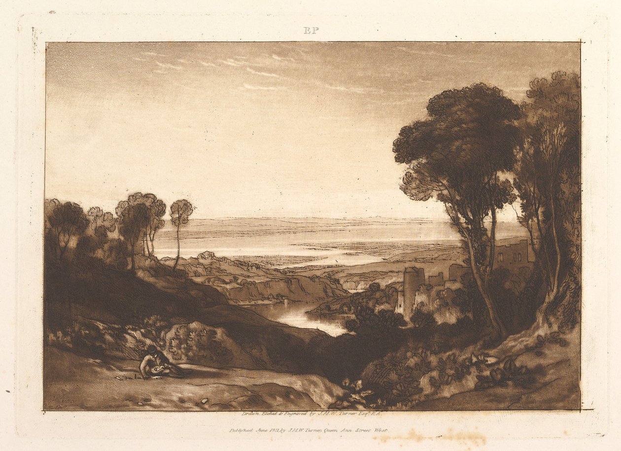 Severn和Wye Liber Studiorum的交界处，第六部分，第28页，1811年6月。 作者 约瑟夫·马洛德·威廉·特纳