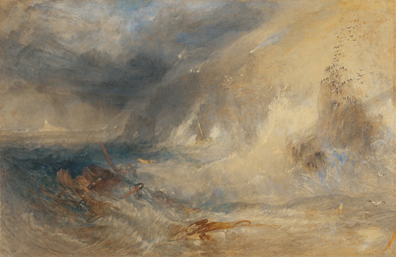 长船灯塔，天涯海角，c.1834-35（水彩画和水粉画） 作者 约瑟夫·马洛德·威廉·特纳