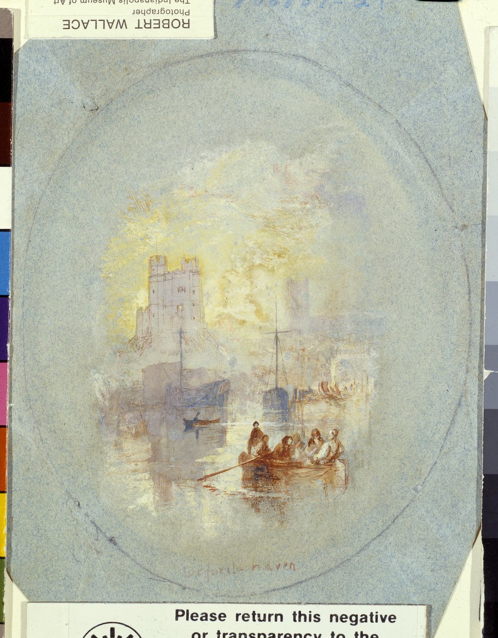 奥福德港（蓝纸上用钢笔和墨水强化的水粉画） 作者 约瑟夫·马洛德·威廉·特纳