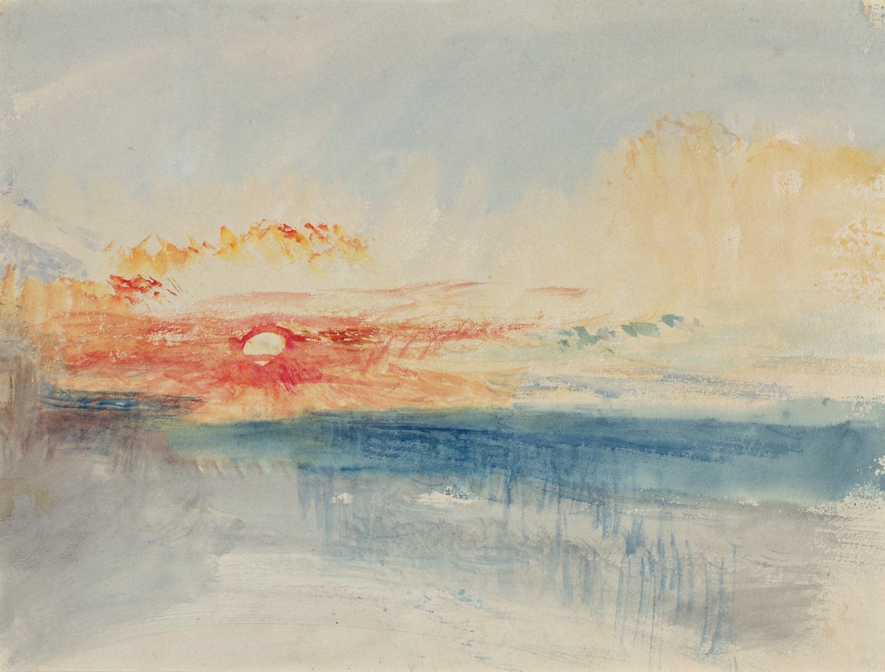 日落，c.1845（纸上水彩） 作者 约瑟夫·马洛德·威廉·特纳