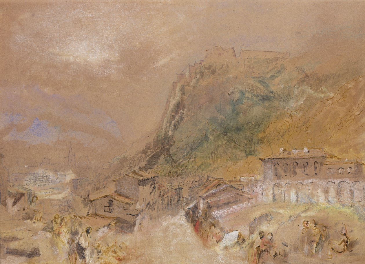 格勒诺布尔巴士底狱，来自拉特隆什村，约 1836 年（纸面水彩画） 作者 约瑟夫·马洛德·威廉·特纳