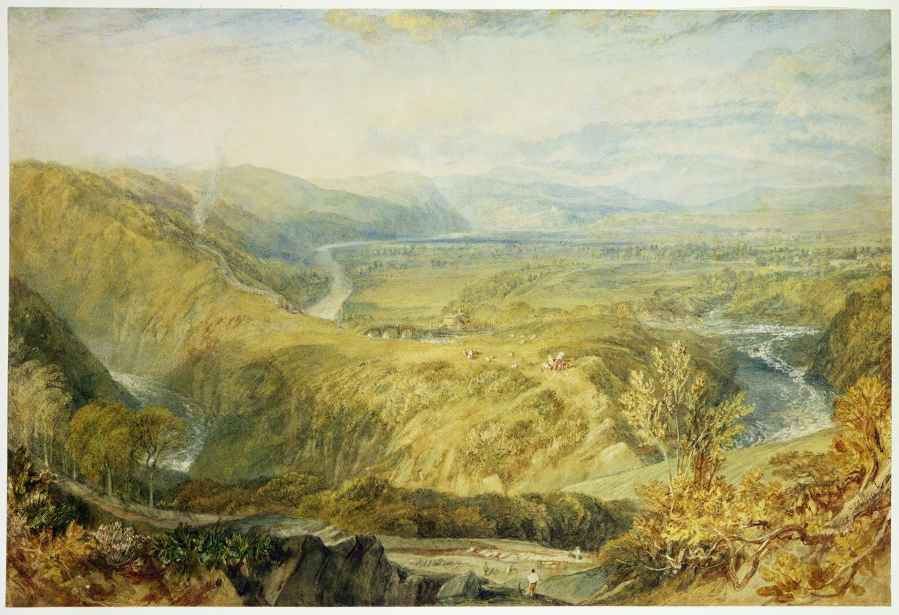 Lune的Crook，看向Hornby城堡，1816-18（石墨，wc，bodycolour＆chalk在纸上） 作者 约瑟夫·马洛德·威廉·特纳